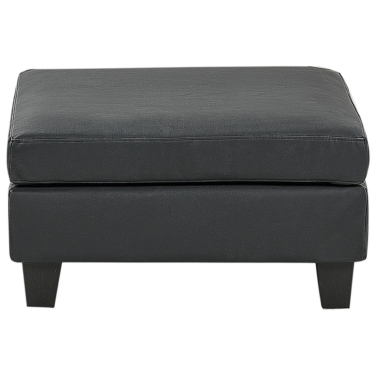 Black Faux Leather Square Ottoman Footstool