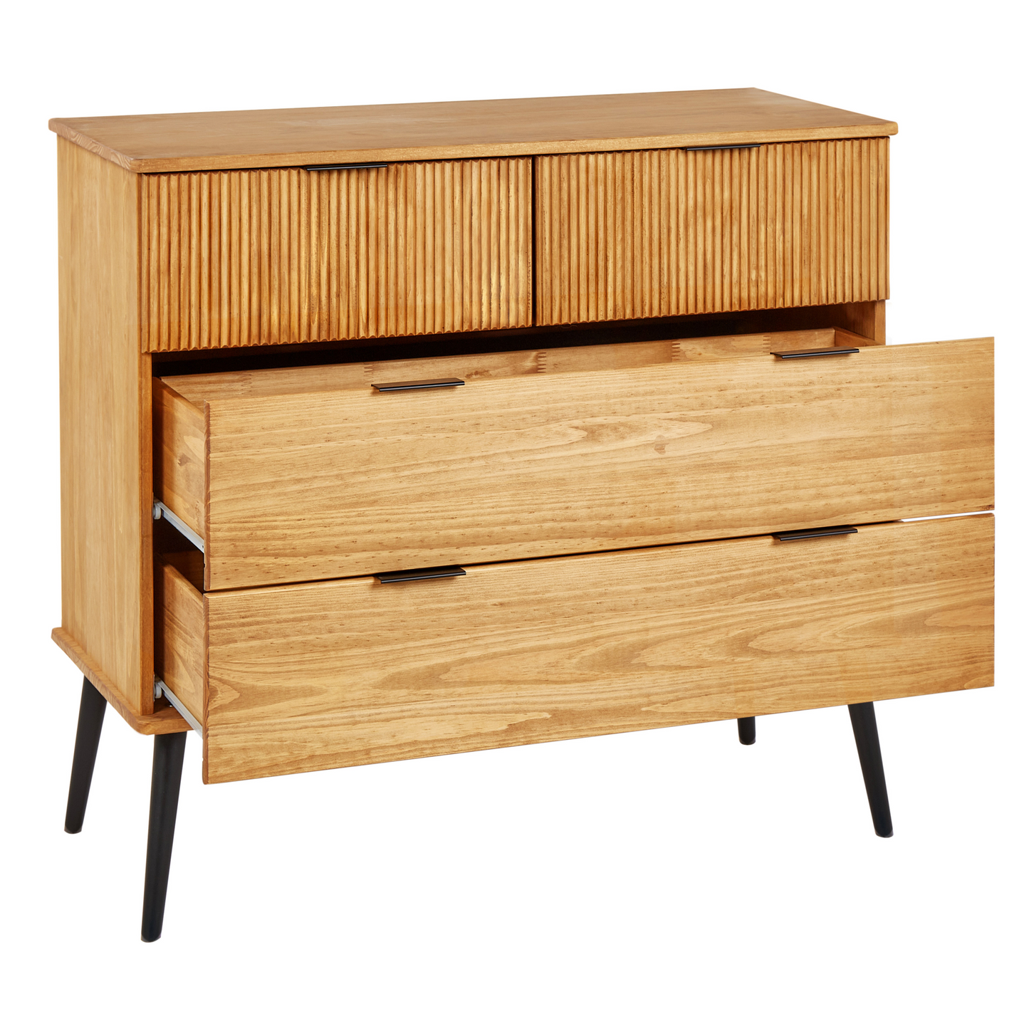 Everpine Modern Chest Of Drawers Light Brown Pine Wood 4 Drawers