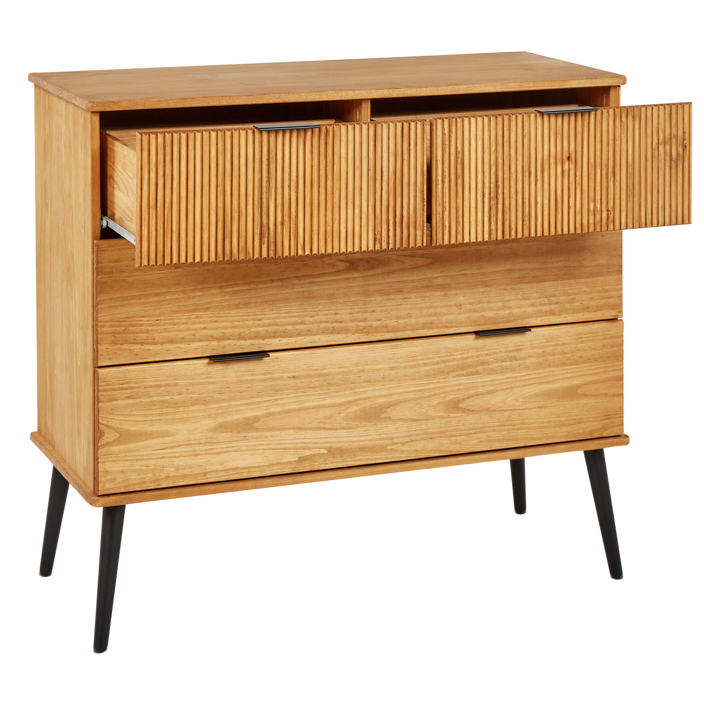 Everpine Modern Chest Of Drawers Light Brown Pine Wood 4 Drawers