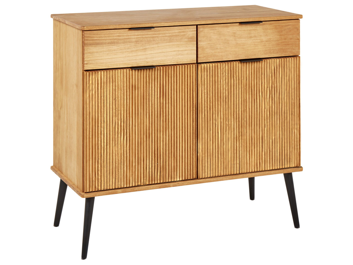 Light Brown Rustic Pine Sideboard 2 Drawers 2 Doors