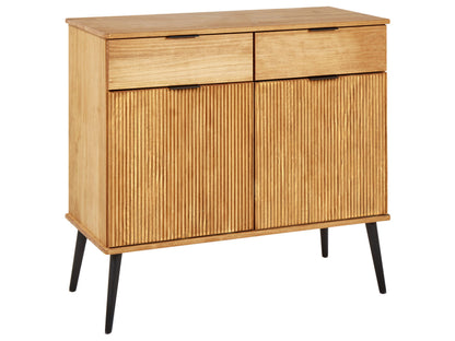 Light Brown Rustic Pine Sideboard 2 Drawers 2 Doors