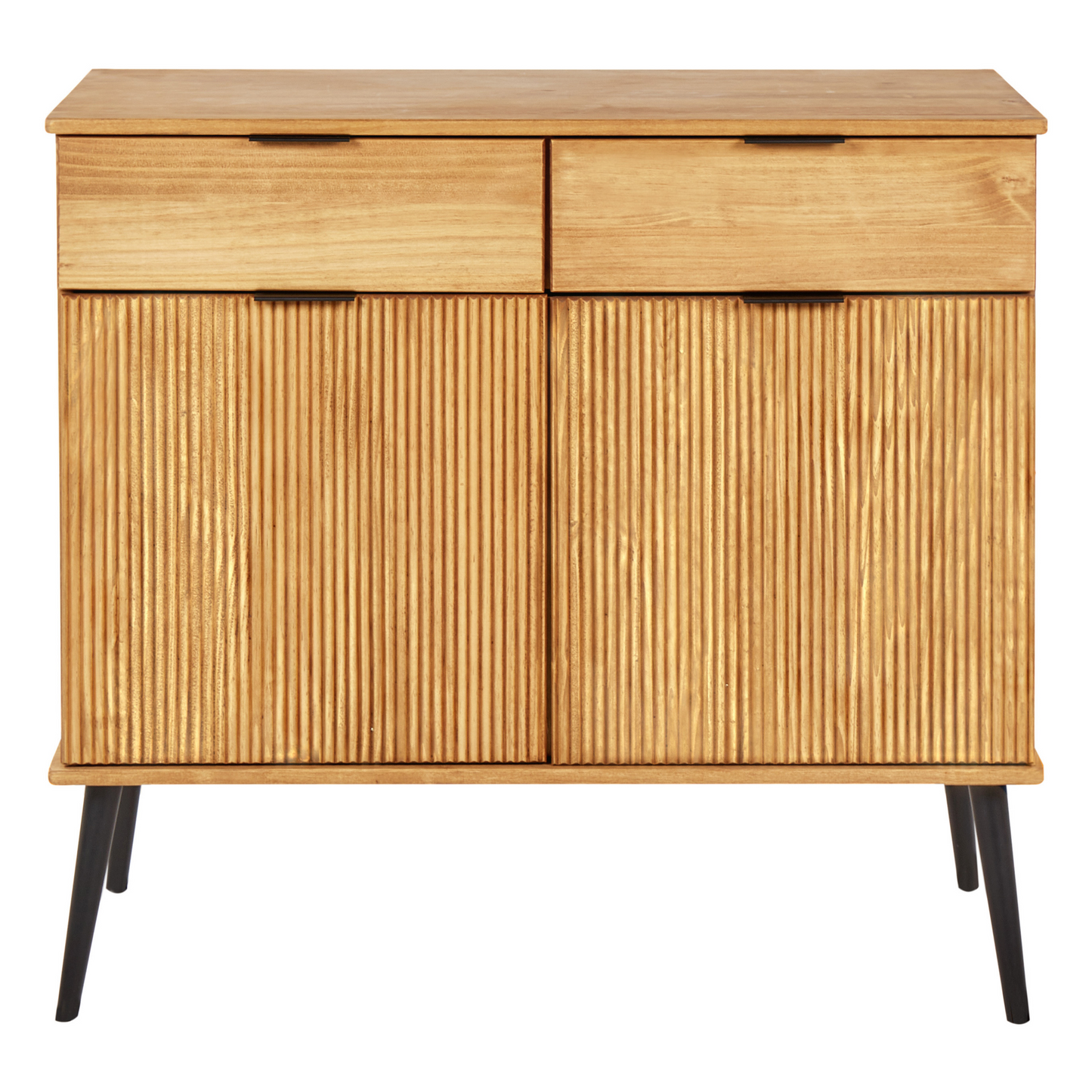 Light Brown Rustic Pine Sideboard 2 Drawers 2 Doors