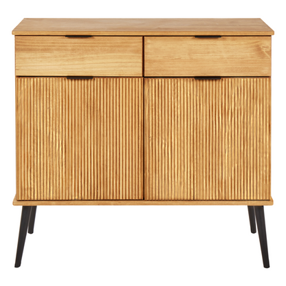 Light Brown Rustic Pine Sideboard 2 Drawers 2 Doors