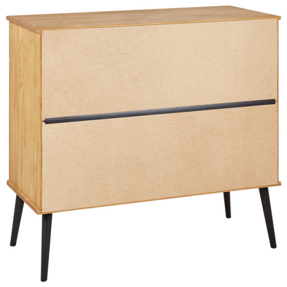 Light Brown Rustic Pine Sideboard 2 Drawers 2 Doors