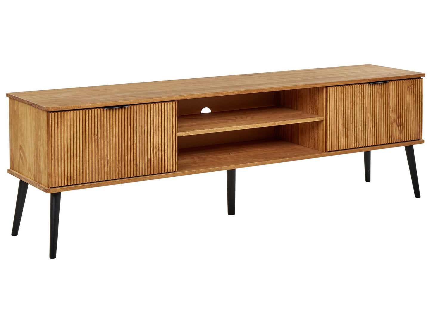 TV Stand Rustic Light Pine, 2 Doors, Industrial Style