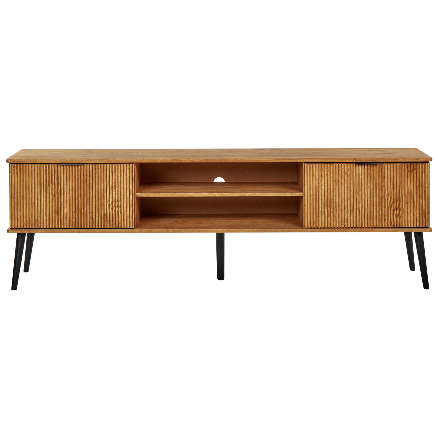 TV Stand Rustic Light Pine, 2 Doors, Industrial Style