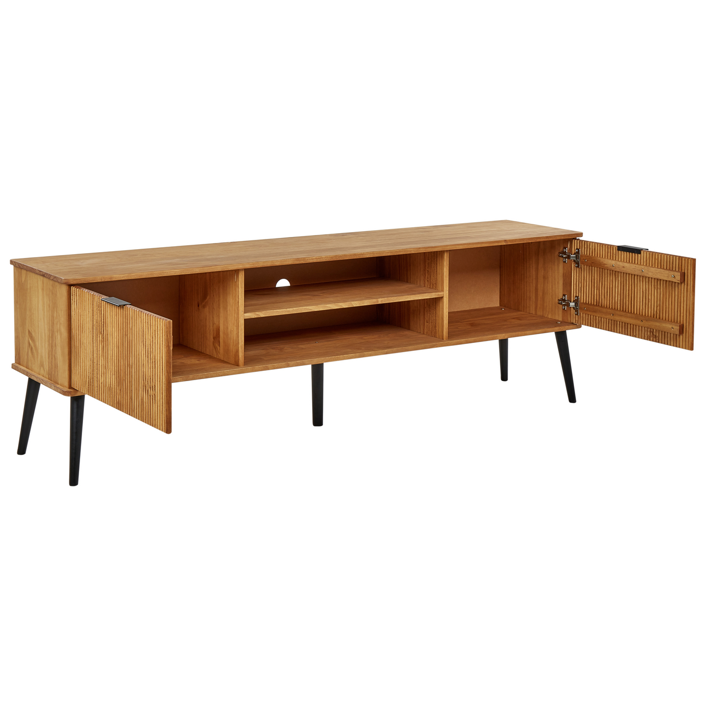 TV Stand Rustic Light Pine, 2 Doors, Industrial Style