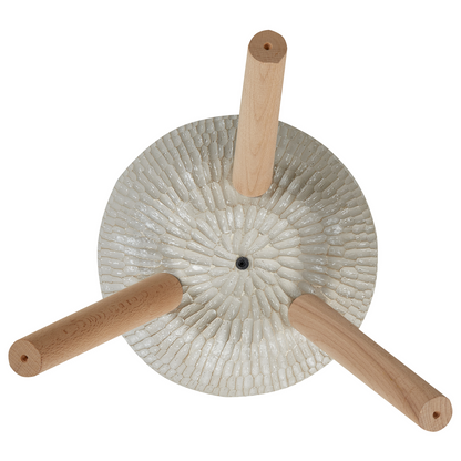 Plant Stand Beige And Grey Magnesium Round Wood Base