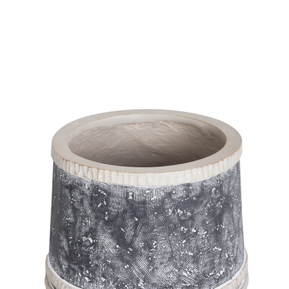 Plant Stand Grey Beige Magnesium Round Solid Wood Base Tall Planter Pot