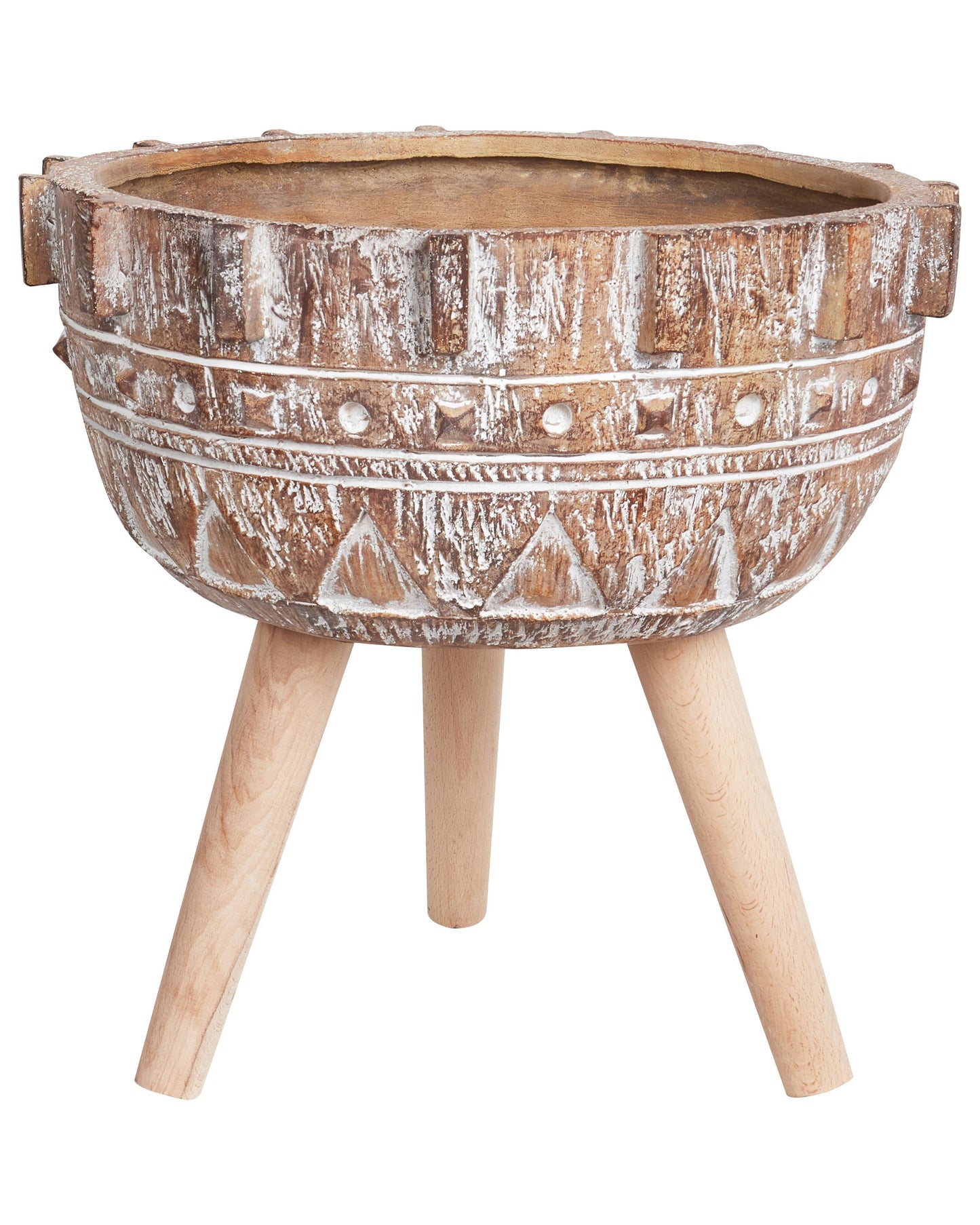 Plant Stand Tall Light Brown Magnesium Round Base Planter