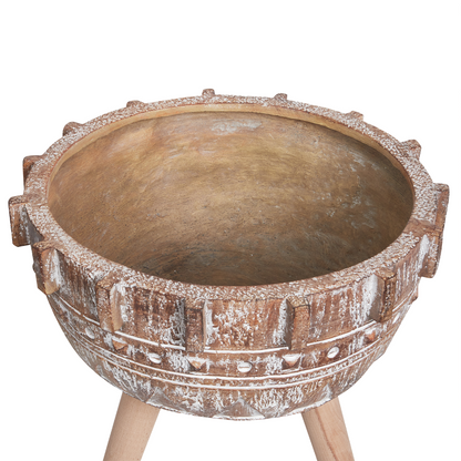 Plant Stand Tall Light Brown Magnesium Round Base Planter