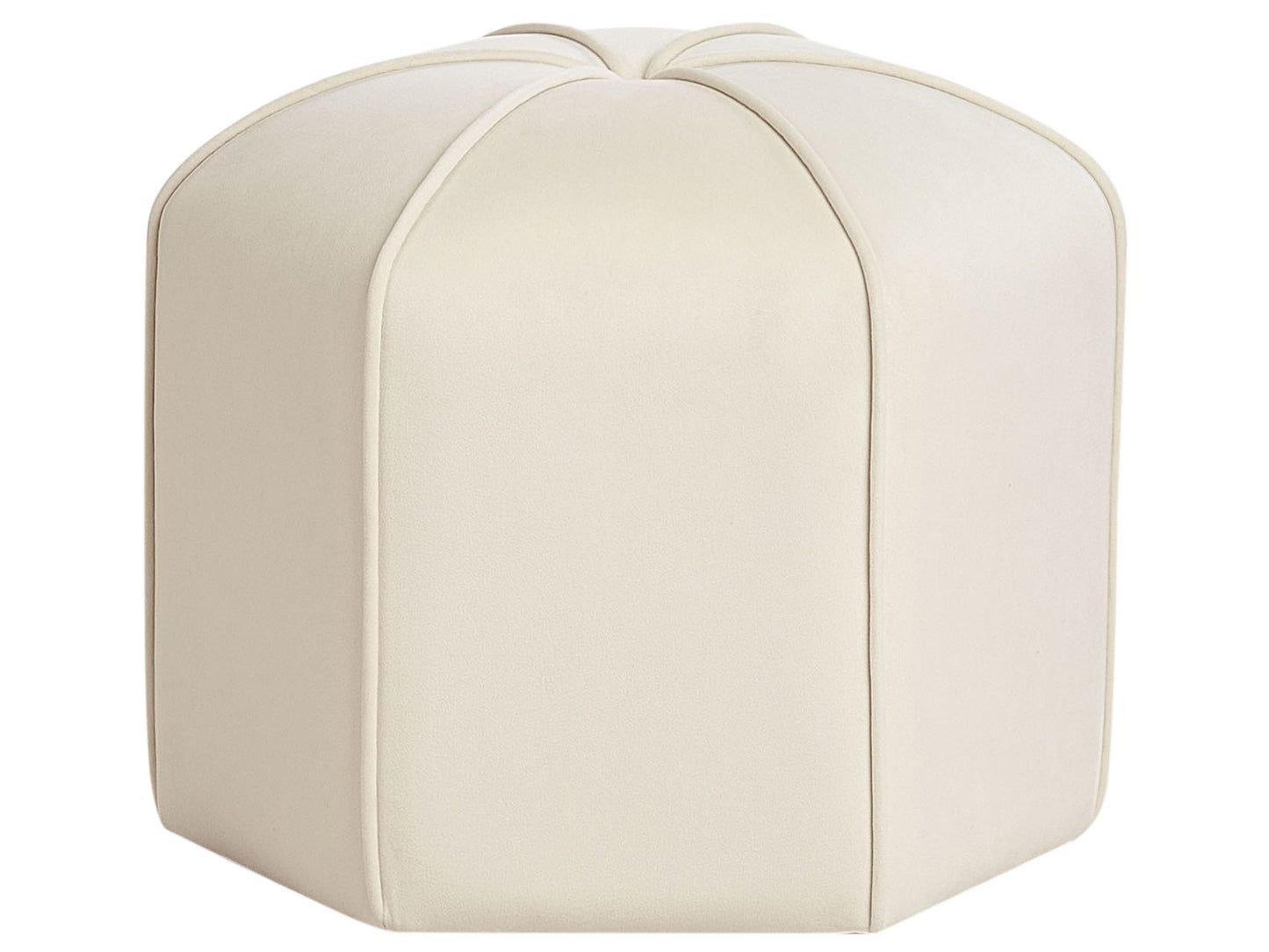 Velvet Round Pouffe 45cm Light Beige Modern Footstool