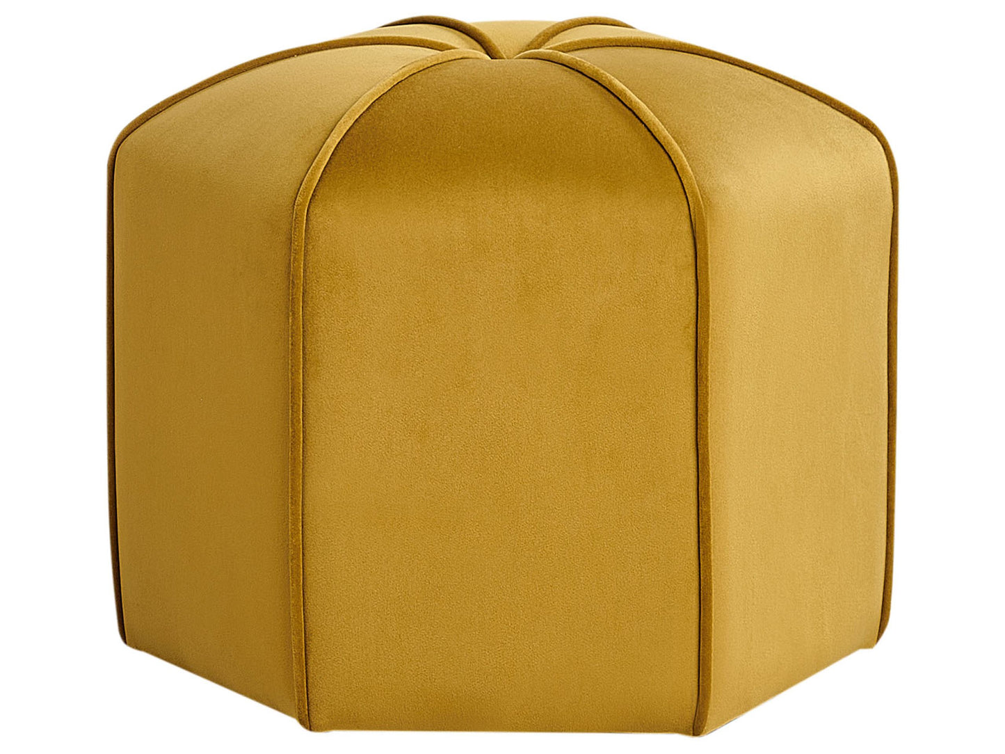 Velvet Pouffe Round 45cm Yellow Footstool Modern Living