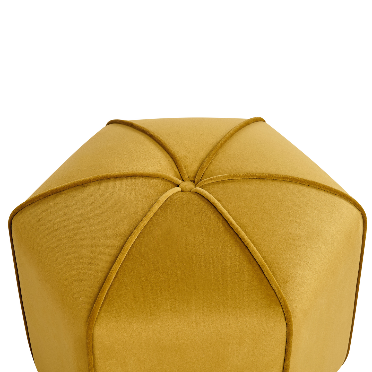 Velvet Pouffe Round 45cm Yellow Footstool Modern Living