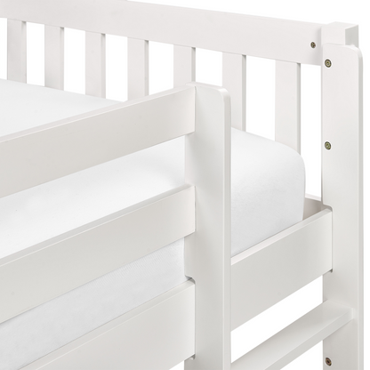 Kids Bed White Rubber Wood EU Single With Slatted Frame