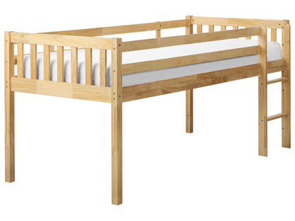 Kids Bed Light Brown Rubber Wood EU Single Size Slatted Frame With Underbed Storage