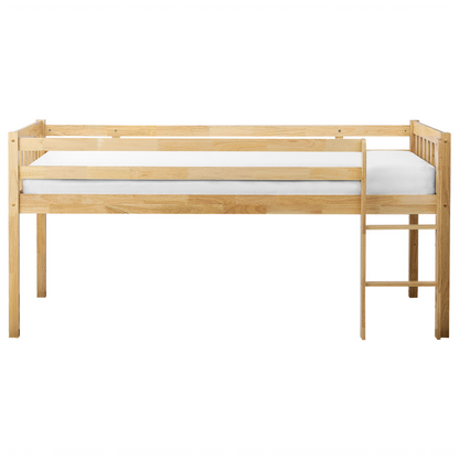 Kids Bed Light Brown Rubber Wood EU Single Size Slatted Frame With Underbed Storage