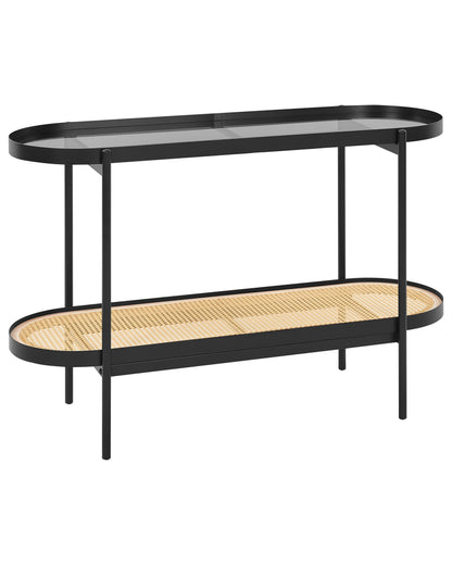 Viennese Console Table Black Glass Top 120 x 42cm Modern Braid