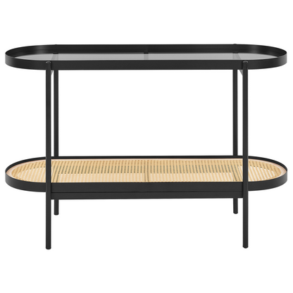 Viennese Console Table Black Glass Top 120 x 42cm Modern Braid