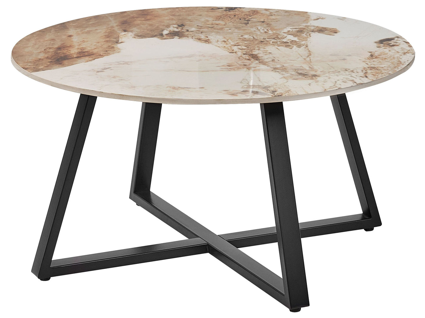 Astra Living Round Black Coffee Table With White Ceramic Top 80cm