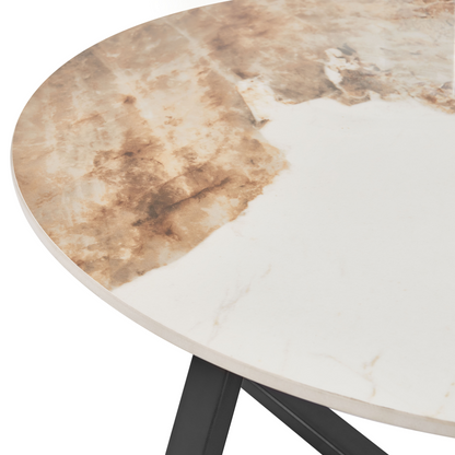 Astra Living Round Black Coffee Table With White Ceramic Top 80cm
