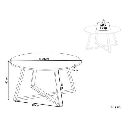Astra Living Round Black Coffee Table With White Ceramic Top 80cm