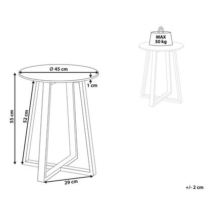 Black Round Side Table With White Ceramic Top 45cm Marble