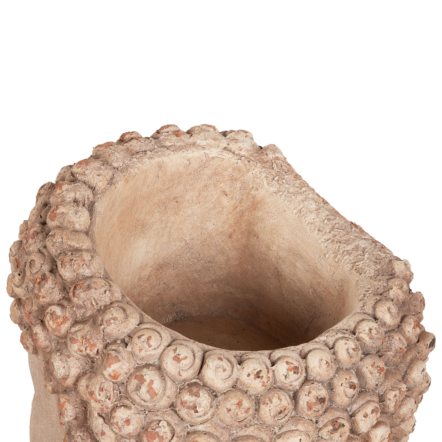 Buddha Head Plant Pot Beige Hand Painted Distressed Stone Finish For Indoor Outdoor