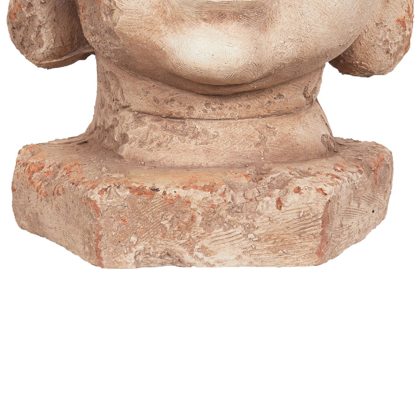 Buddha Head Plant Pot Beige Hand Painted Distressed Stone Finish For Indoor Outdoor