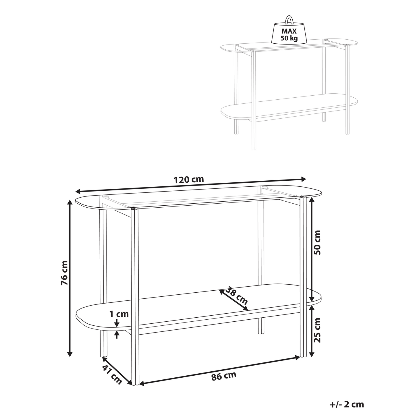 Console Table Gold Glass Top Metal Frame 120 x 41cm