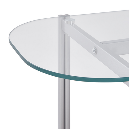 Console Table Silver Glass Top Light Wood Shelf 120 x 41cm