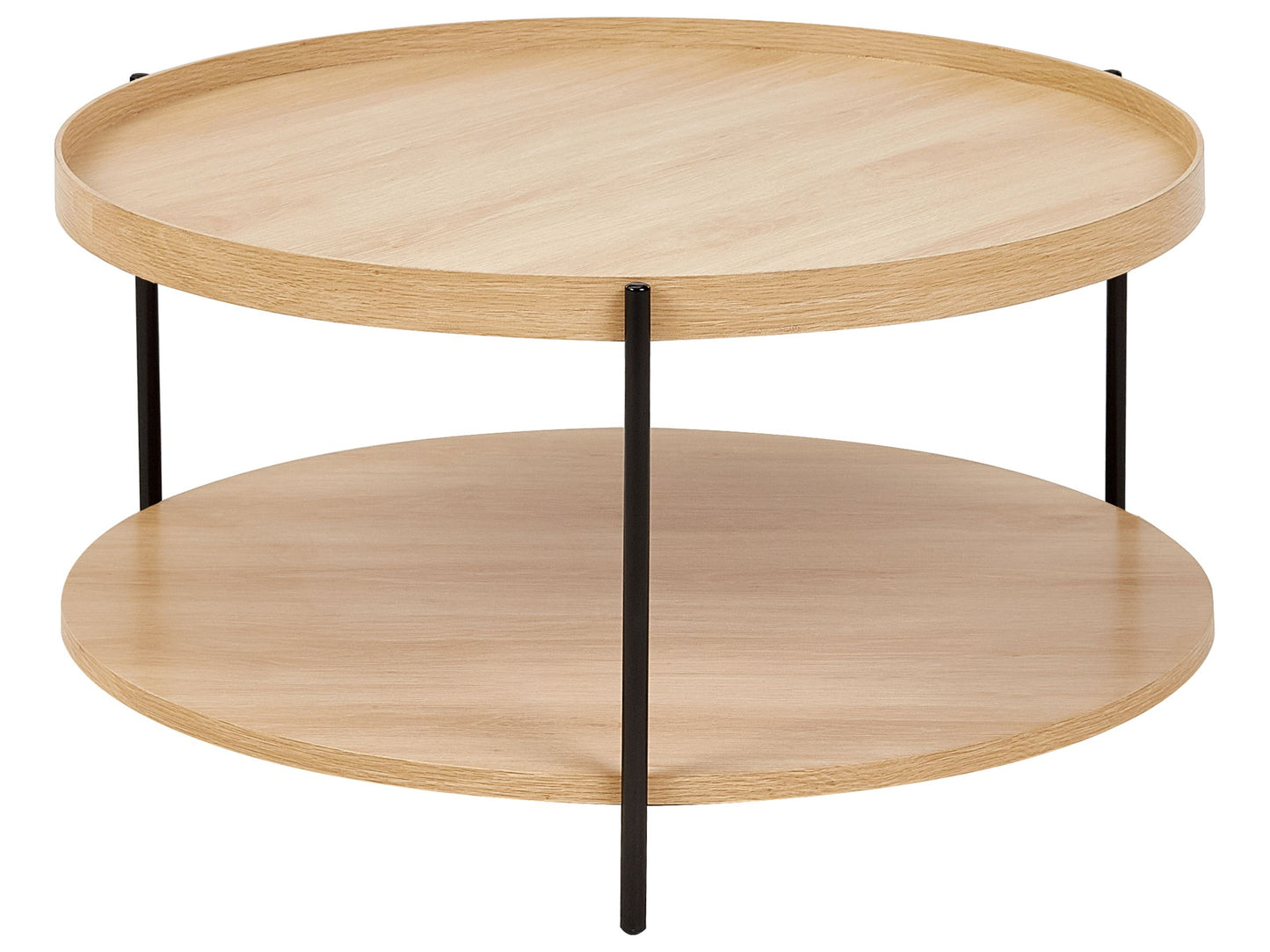 Round Coffee Table 78cm Wood Knot Top Black Frame