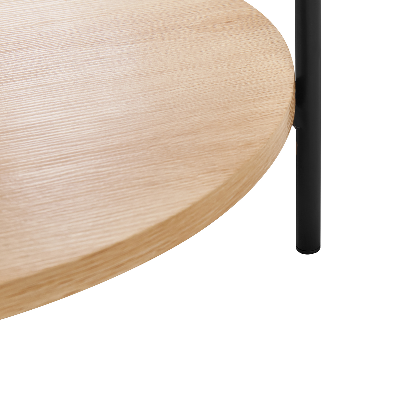 Round Coffee Table 78cm Wood Knot Top Black Frame