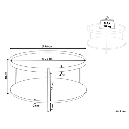 Round Coffee Table 78cm Wood Knot Top Black Frame