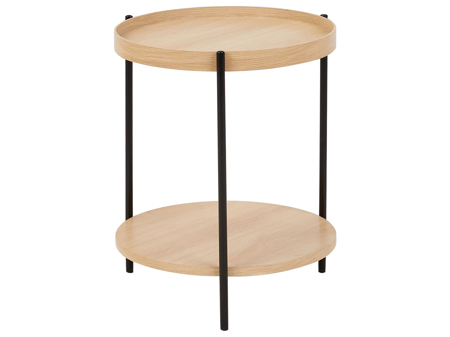 Side Table Black With Light Brown Metal Frame 49cm Round