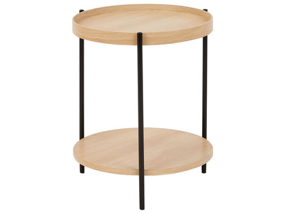 Side Table Black With Light Brown Metal Frame 49cm Round