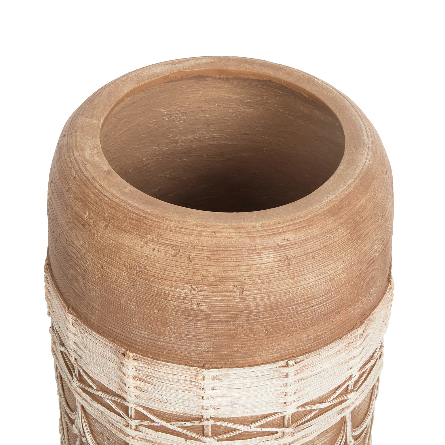 Plant Stand Light Brown Hand Painted Boho Round Wood Base Tall Planter