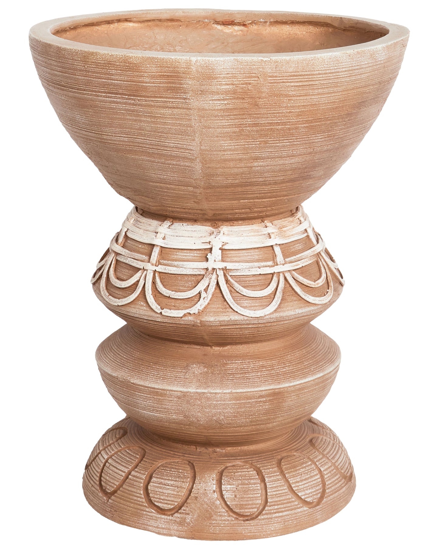Hand Painted Light Brown Flower Pot Indoor Outdoor
