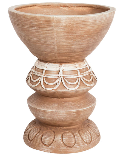 Hand Painted Light Brown Flower Pot Indoor Outdoor