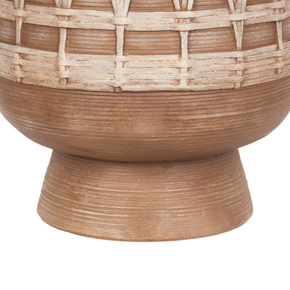 Light Brown Plant Pot Outdoor Indoor Durable Hand Painted Water Resistant Boho Style