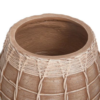 Plant Stand Light Brown Magnesium Round Solid Wood Base Tall Planter
