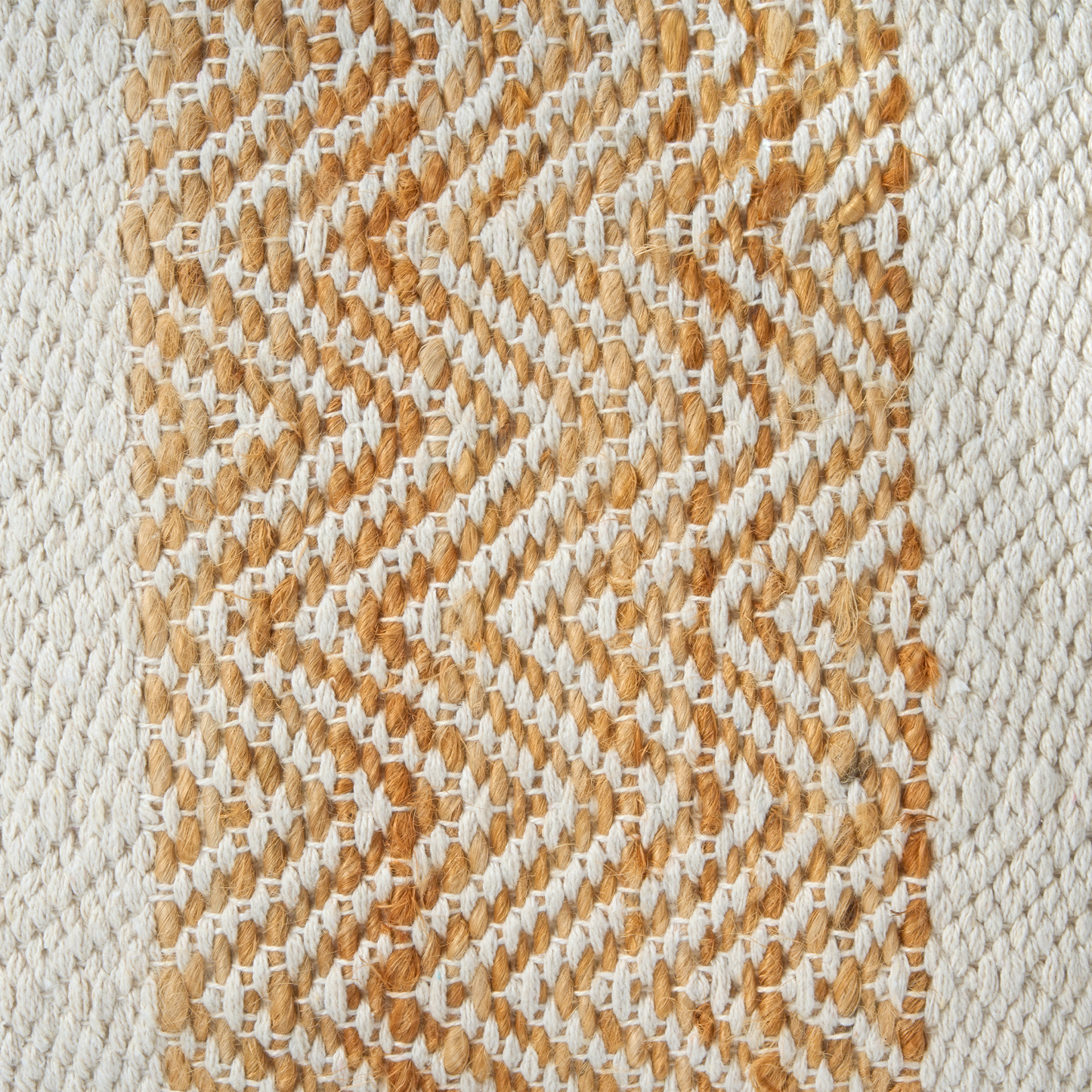Pouffe Beige Jute Cotton EPS Fill With Tassels Ottoman