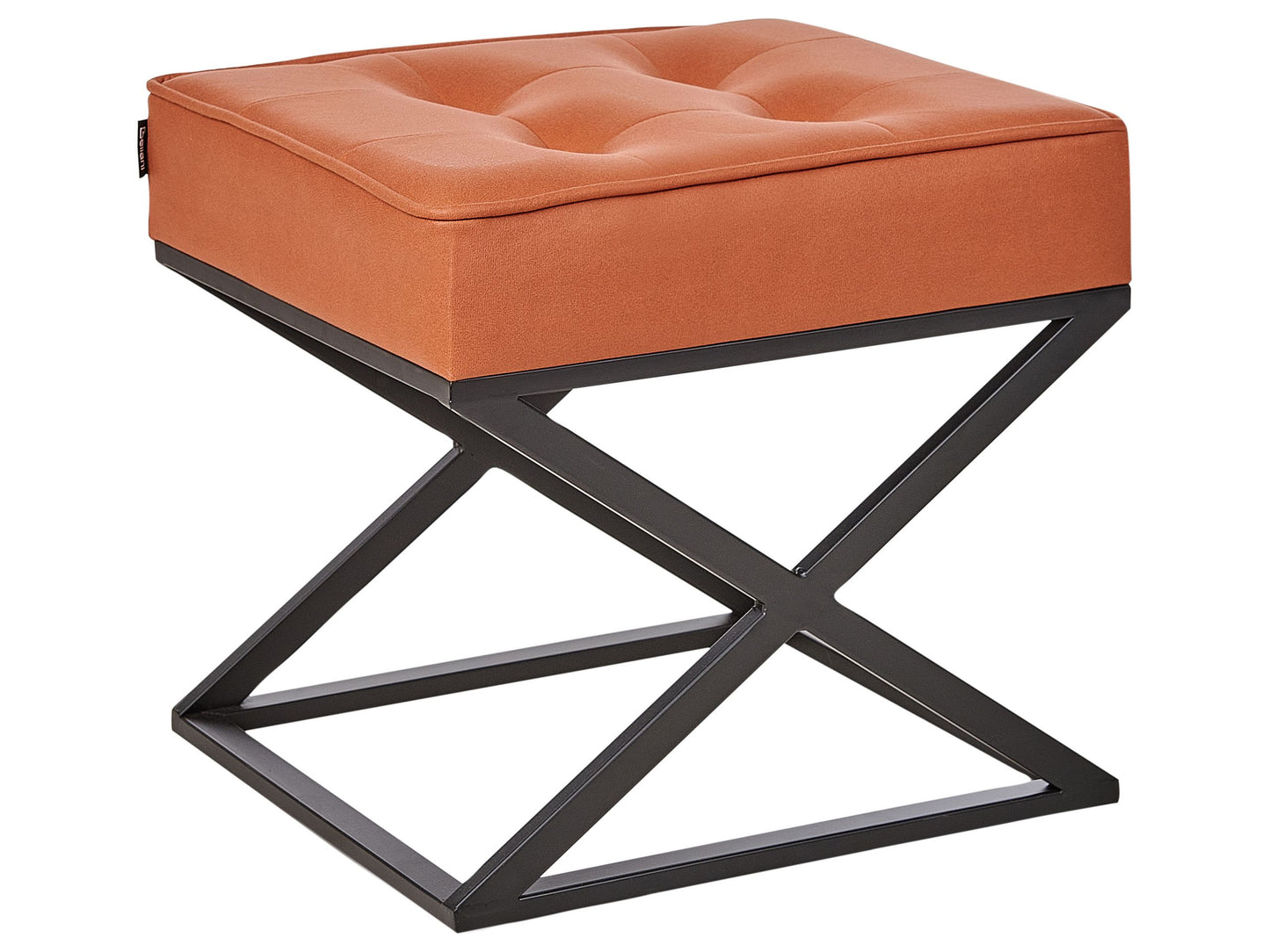 Home Footstool Orange Polyester With Metal Legs