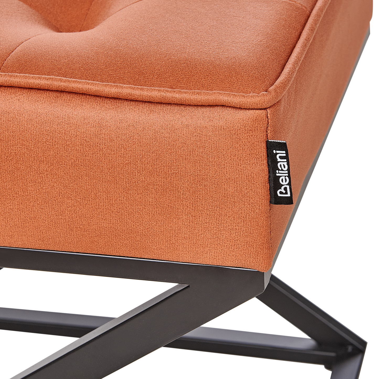 Home Footstool Orange Polyester With Metal Legs
