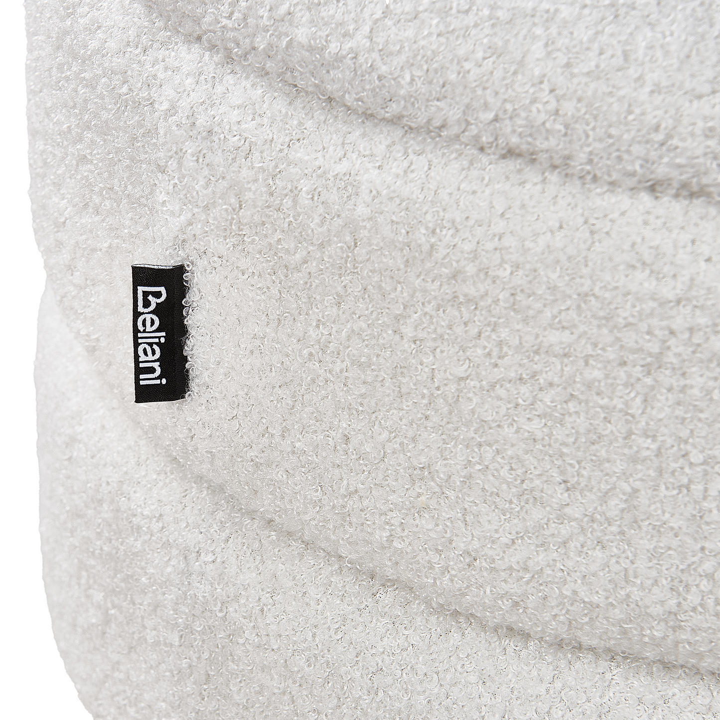 Stool White Boucle Upholstered With Storage Wooden Legs