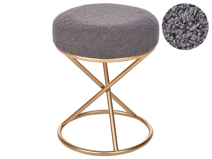 Grey Boucle Footstool With Metal Legs For Living Room And Bedroom Seating