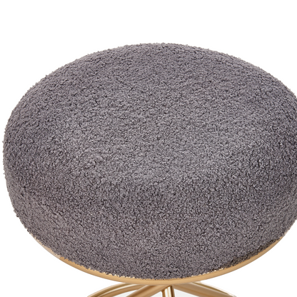Grey Boucle Footstool With Metal Legs For Living Room And Bedroom Seating