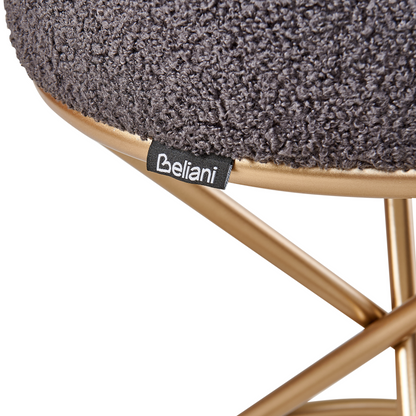 Grey Boucle Footstool With Metal Legs For Living Room And Bedroom Seating