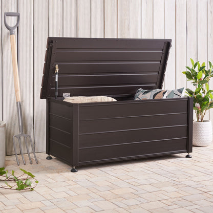Aluminium Garden Storage Box 113 x 50cm Dark Brown Weatherproof Outdoor Storage