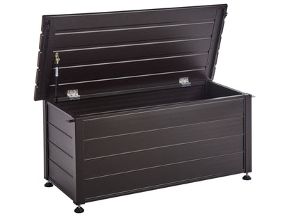 Aluminium Garden Storage Box 113 x 50cm Dark Brown Weatherproof Outdoor Storage